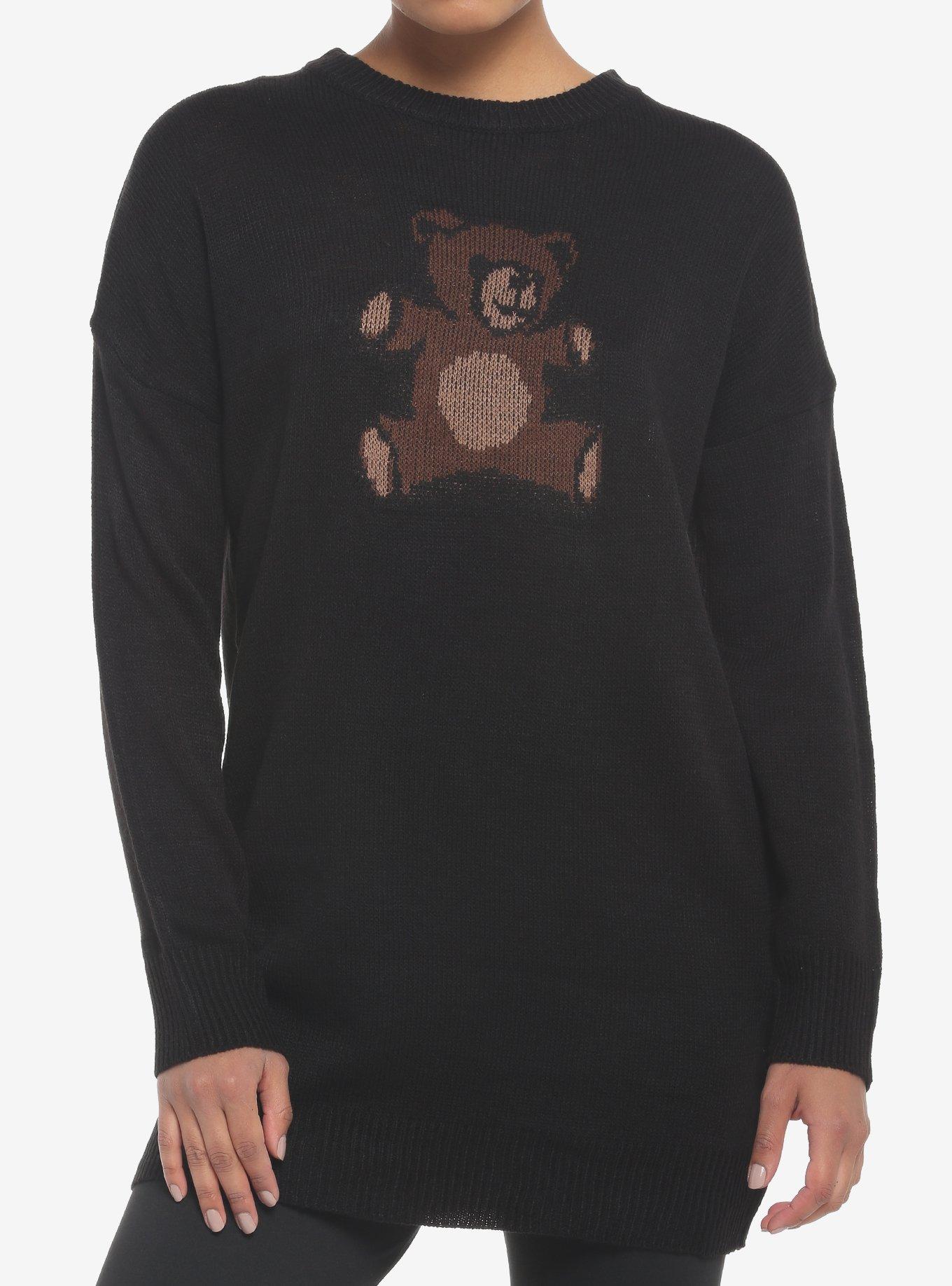 Teddy Bear Sweater Dress, BLACK, hi-res