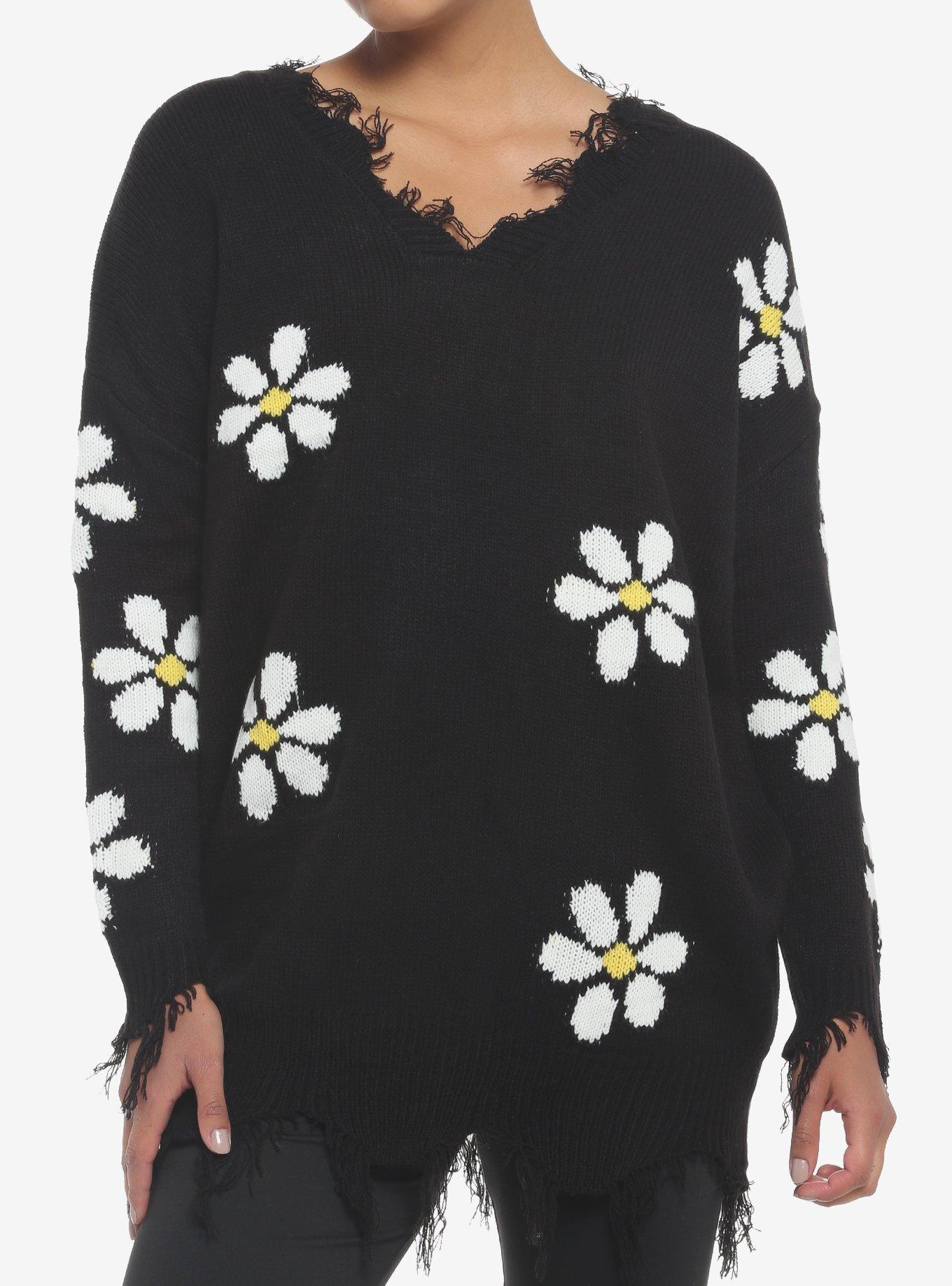 Daisy Frayed Sweater Dress, FLORAL - MULTI, hi-res