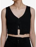 Black Knit Girls Crop Vest, BLACK, hi-res