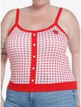Sweet Society Red Strawberry Gingham Girls Sweater Tank Top Plus Size, GINGHAM PLAID, hi-res