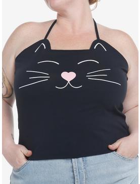Sweet Society Black Cat Girls Halter Tank Top Plus Size, , hi-res