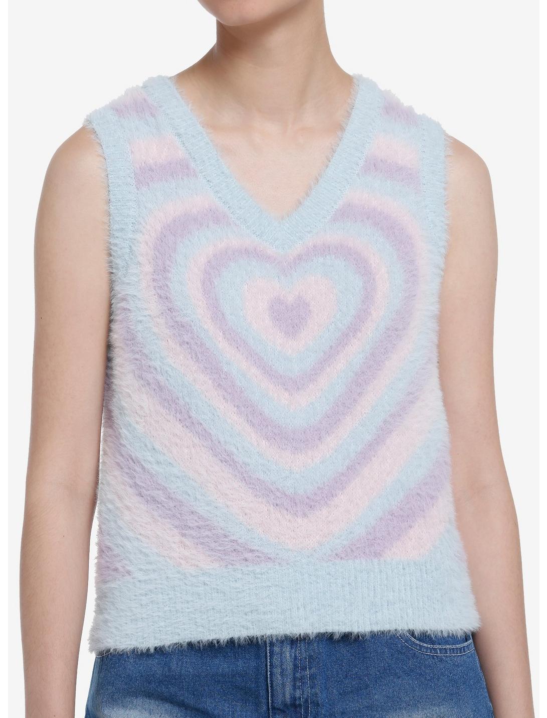 Sweet Society Pastel Hearts Fuzzy Girls Sweater Vest, MULTI, hi-res