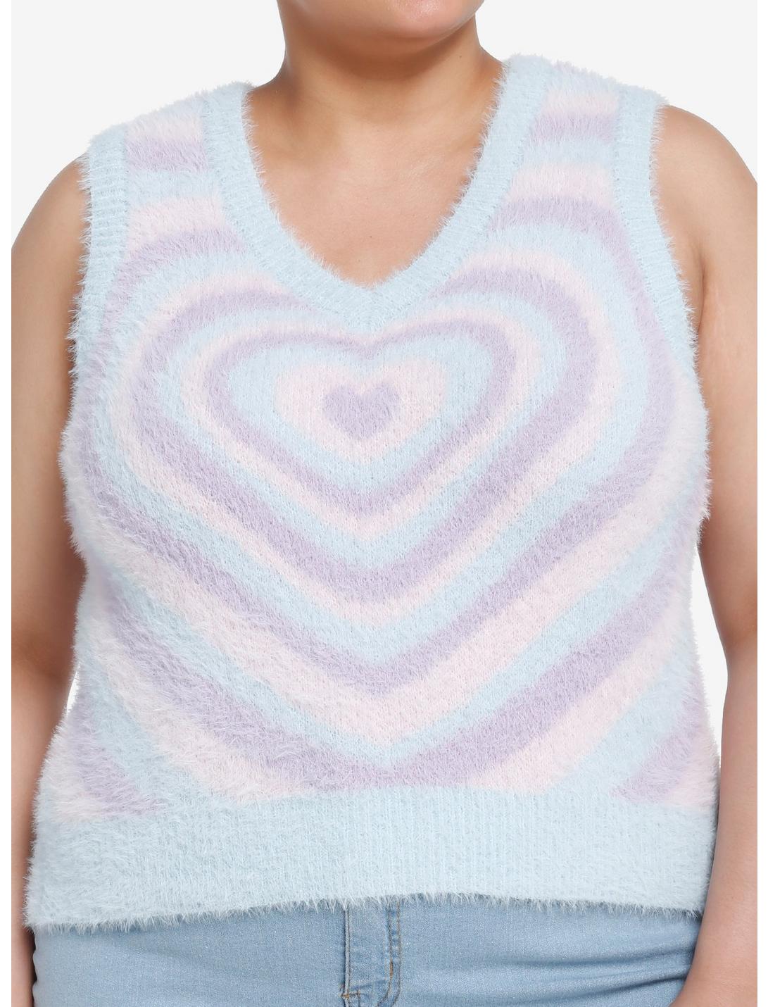 Sweet Society Pastel Hearts Fuzzy Girls Sweater Vest Plus Size, MULTI, hi-res