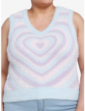 Sweet Society Pastel Hearts Fuzzy Girls Sweater Vest Plus Size, , hi-res