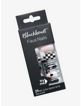 Blackheart Checker Heart Faux Nail Set, , hi-res