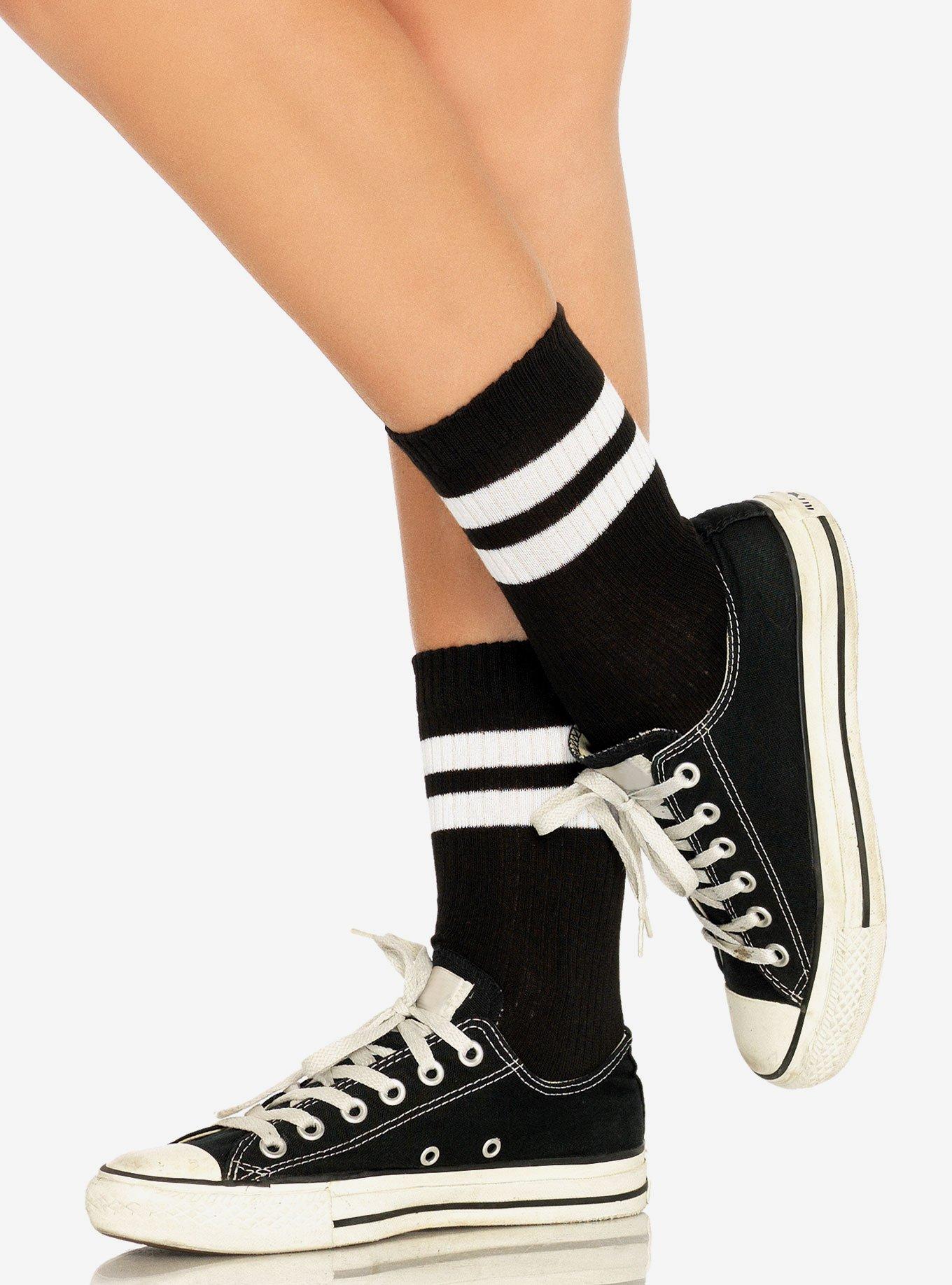Athletic Striped Ankle Socks, , hi-res