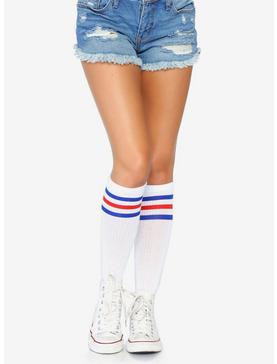 Athletic Striped Knee High Socks, , hi-res