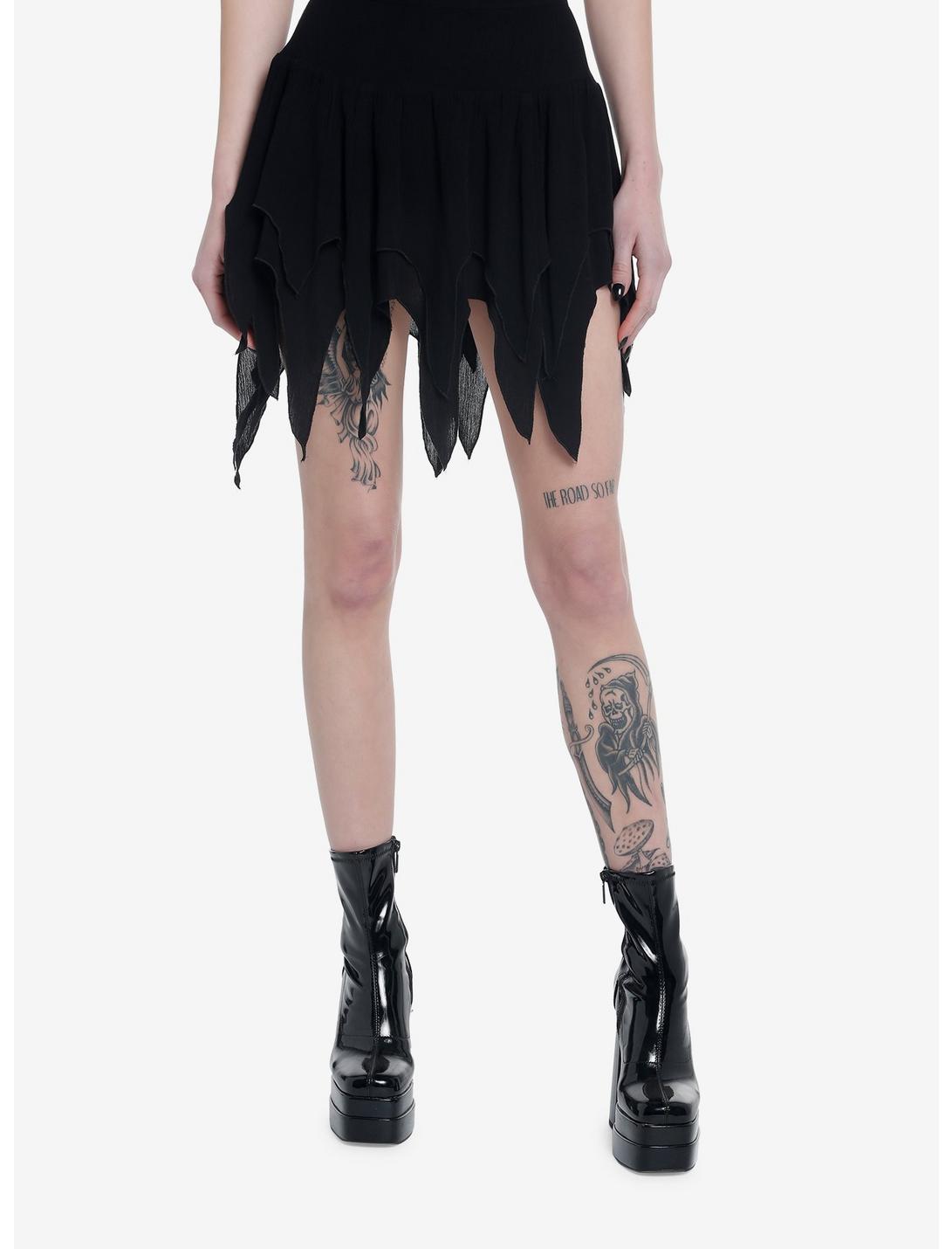 Cosmic Aura Black Hanky Hem Mini Skirt, BLACK, hi-res