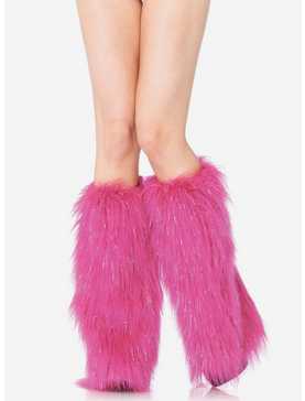 Furry Lurex Leg Warmers Pink & Silver, , hi-res