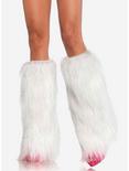 Furry Lurex Leg Warmers White & Silver, , hi-res