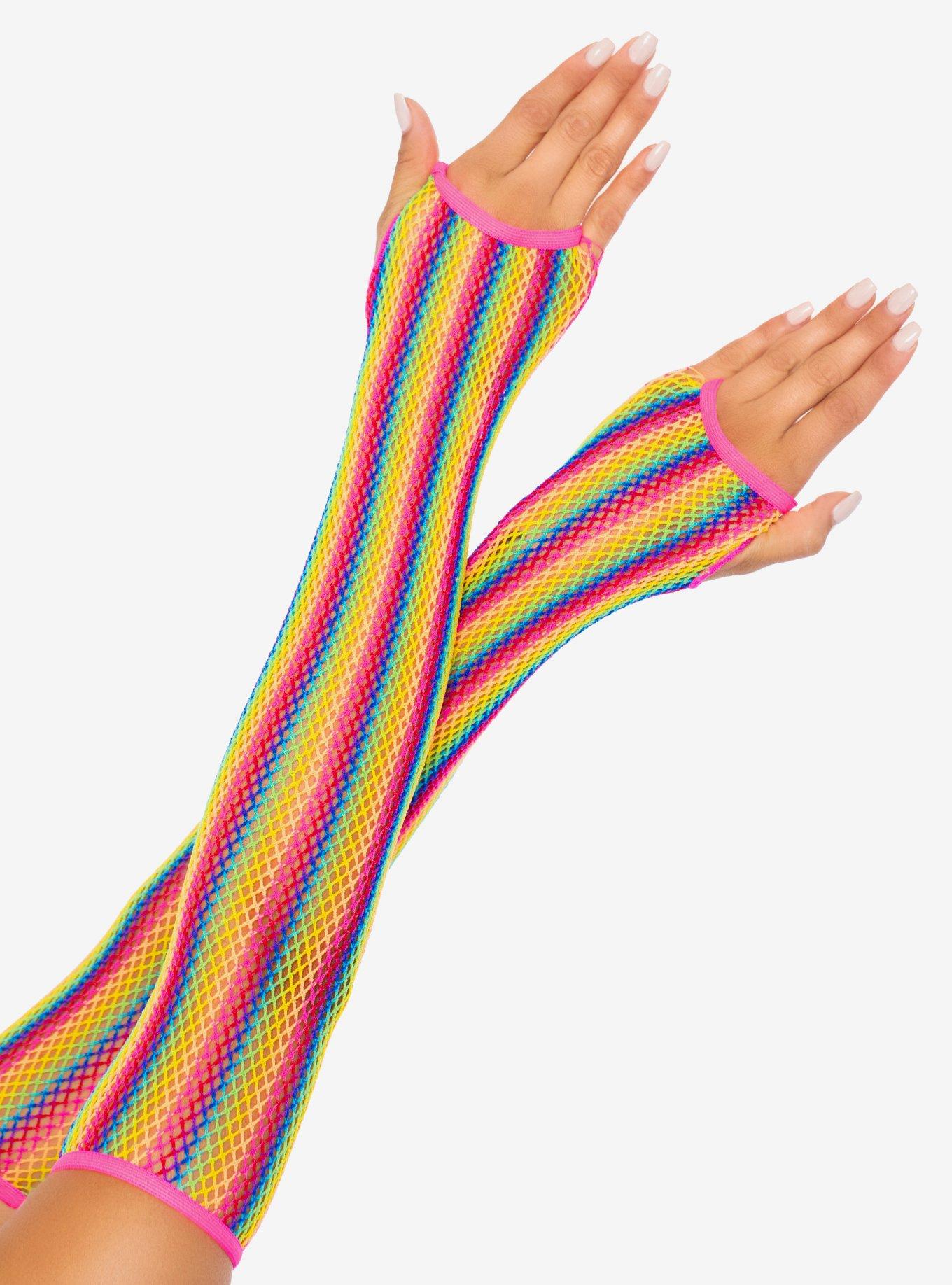 Rainbow Net Arm Warmers Hot Topic
