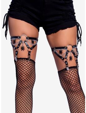 Spider-Ring Thigh High Garter Suspender with Chain, , hi-res
