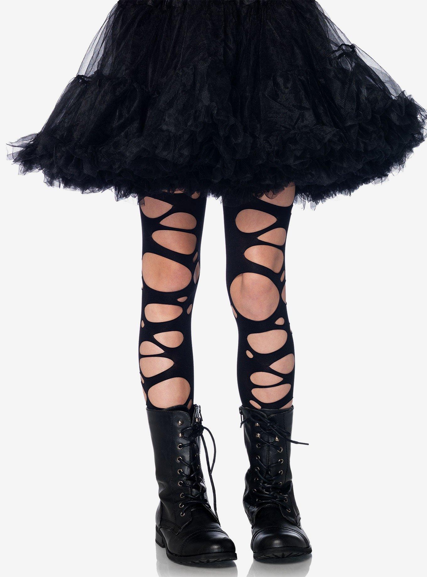 Tattered Tights Black, , hi-res