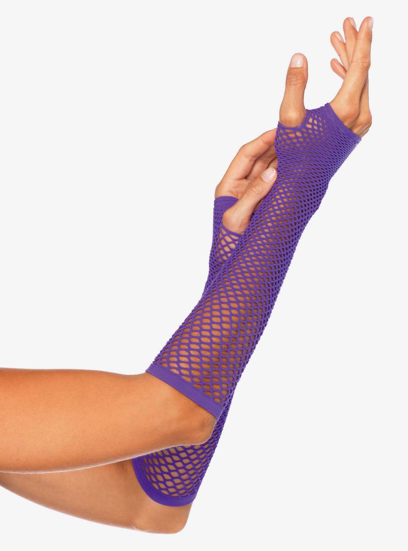 Triangle Net Fingerless Gloves Neon Purple, , hi-res