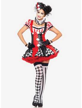 Clown Costume Suspender Dress with Ruffle Neck & Hat, , hi-res