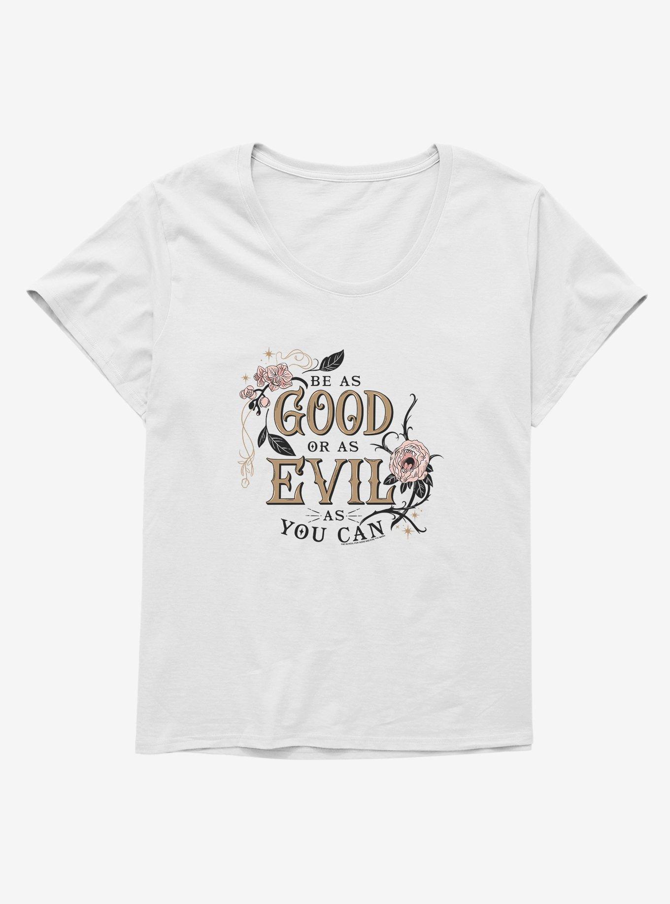 The School For Good And Evil Be As Good or Evil Womens T-Shirt Plus Size, WHITE, hi-res