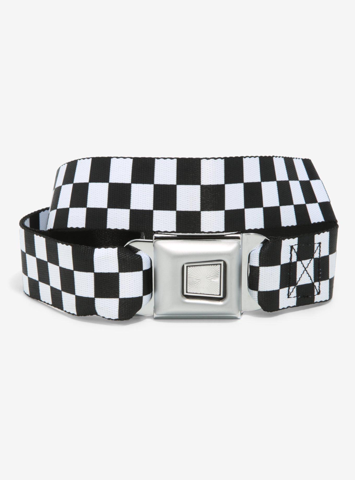 Buckle-Down Black & White Checkered Seat Belt Belt | Hot Topic