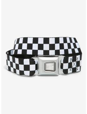 Buckle-Down Black & White Checkered Seat Belt Belt, , hi-res