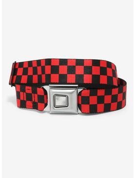 Buckle-Down Black & Red Checkered Seat Belt Belt, , hi-res