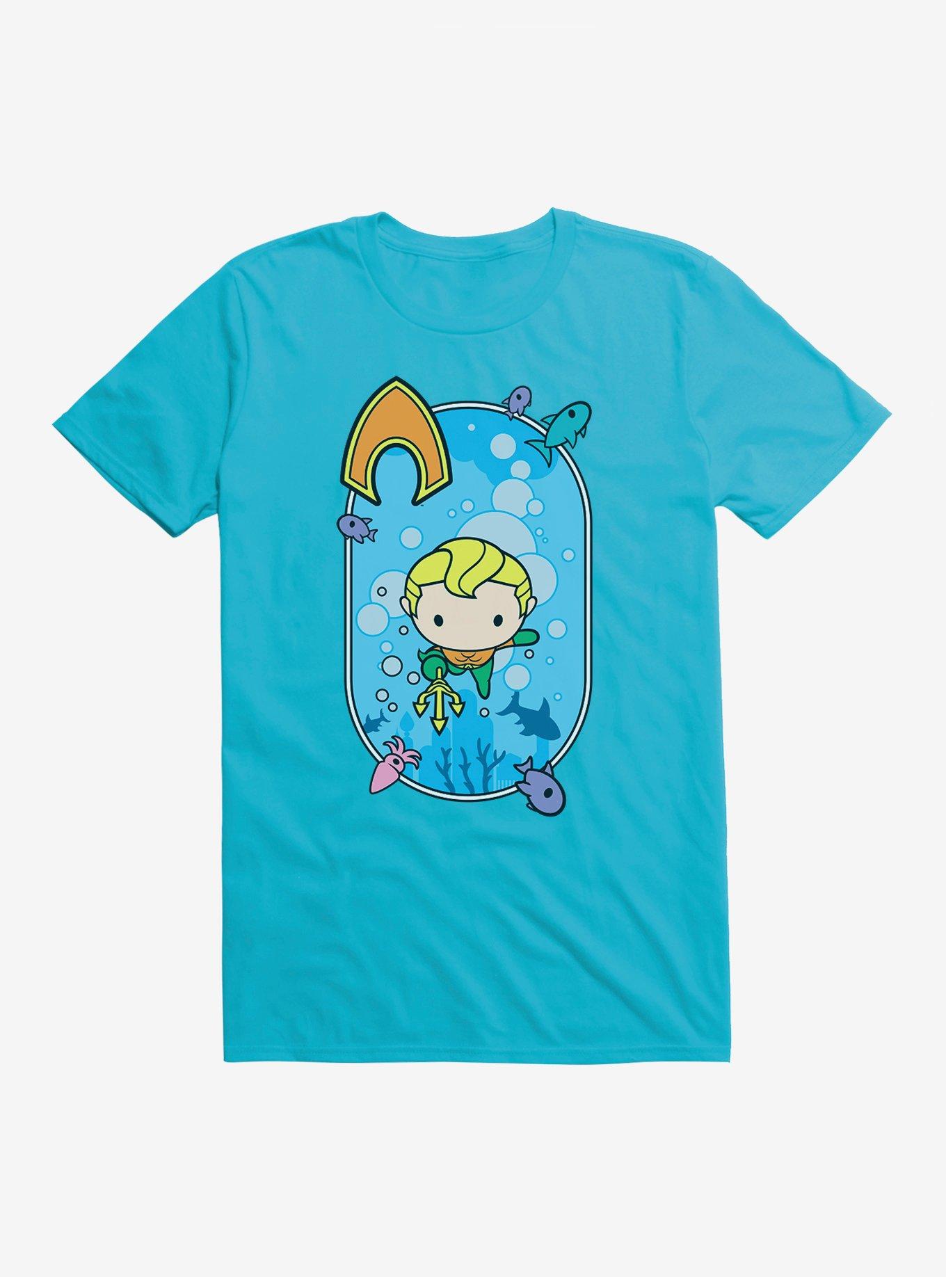 DC Comics Aquaman Chibi Swimming Into Action T-Shirt, , hi-res