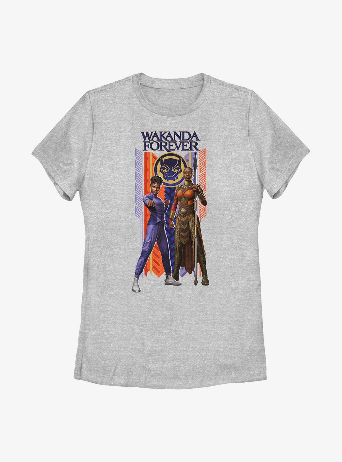 Marvel Black Panther: Wakanda Forever Shuri Okoye Banner Womens T-Shirt, ATH HTR, hi-res