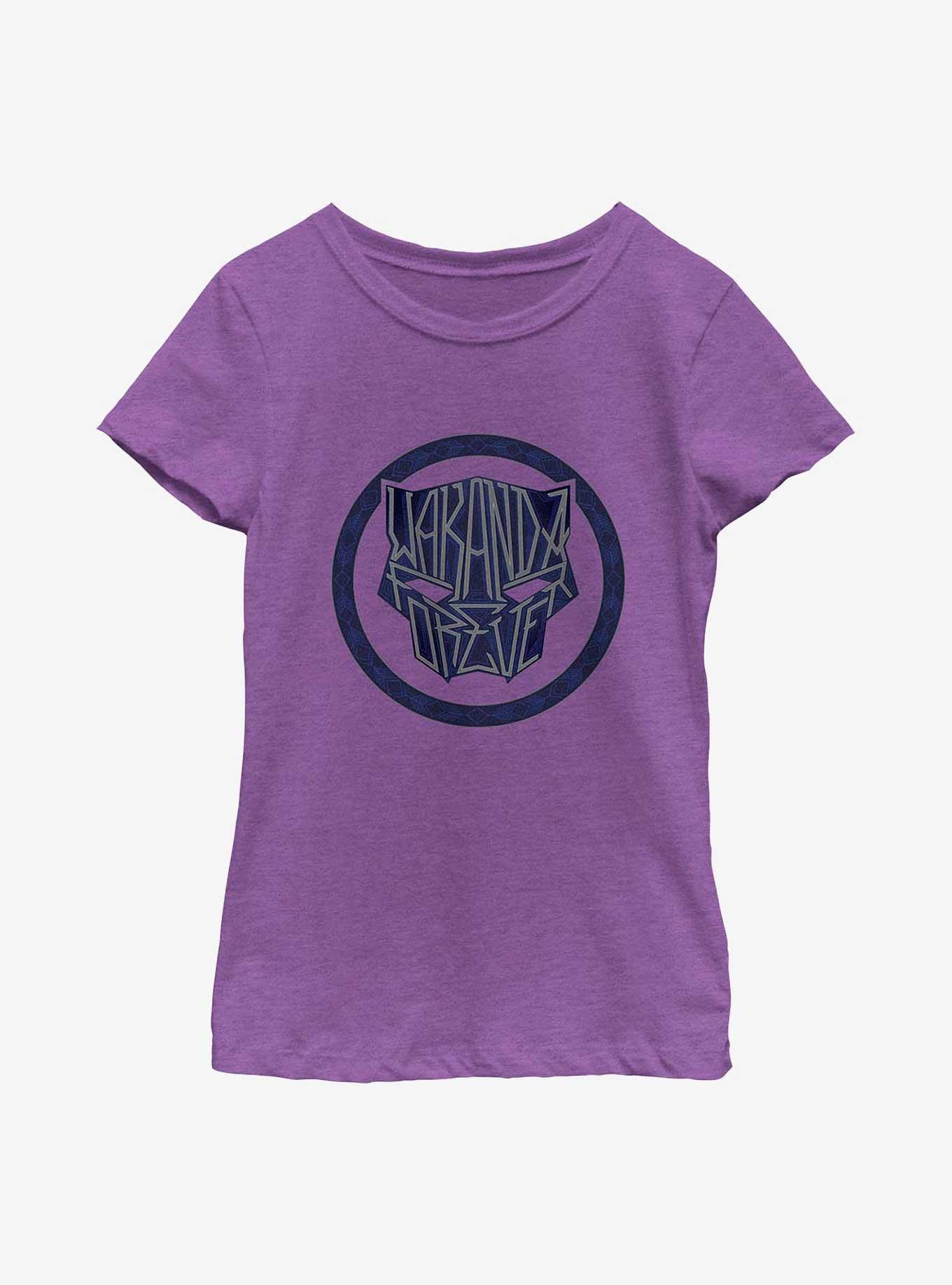 Marvel Black Panther: Wakanda Forever Sigil Graffiti Youth Girls T-Shirt, PURPLE BERRY, hi-res