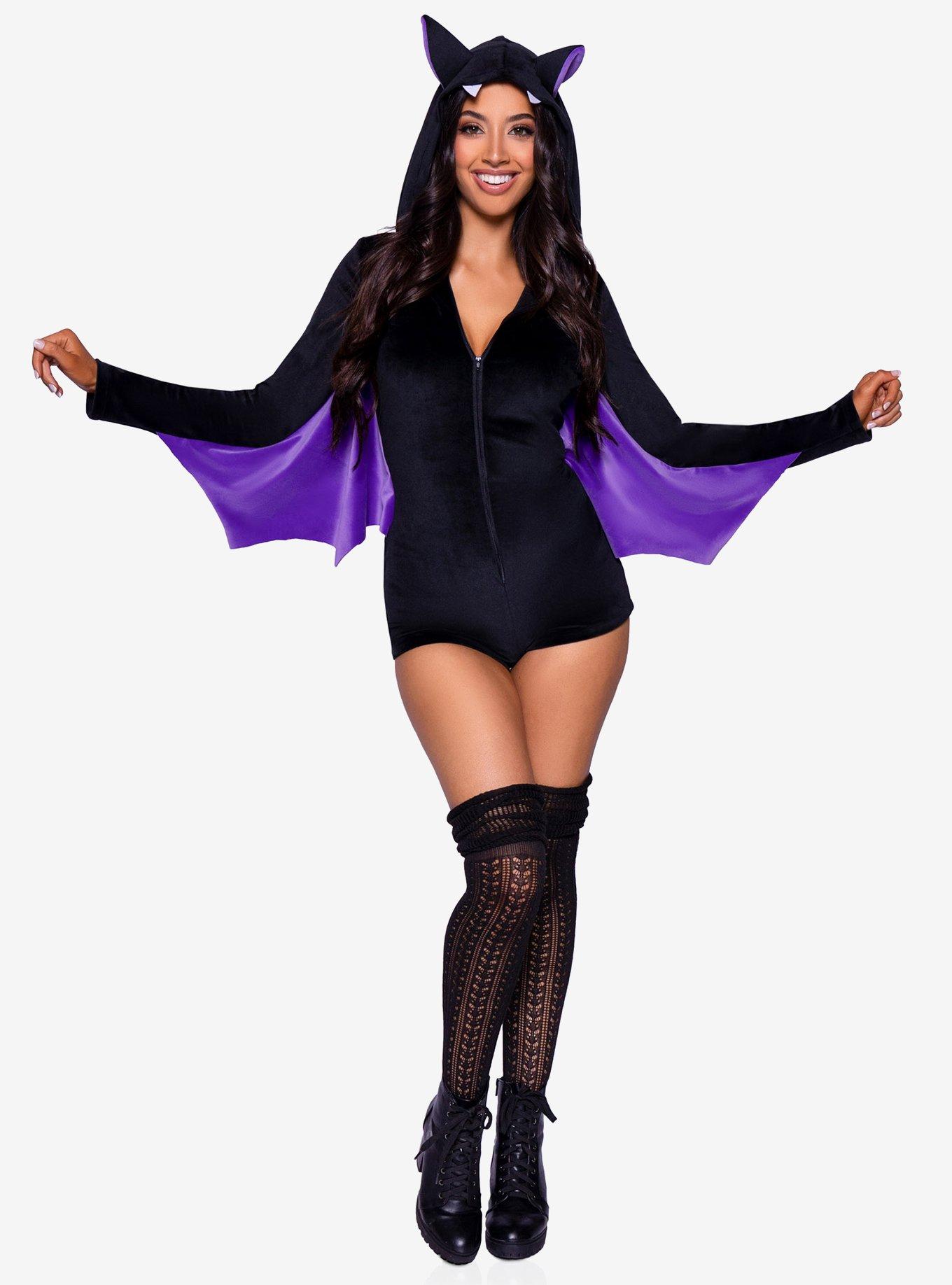 Comfy Bat Costume, BLACK  PURPLE, hi-res