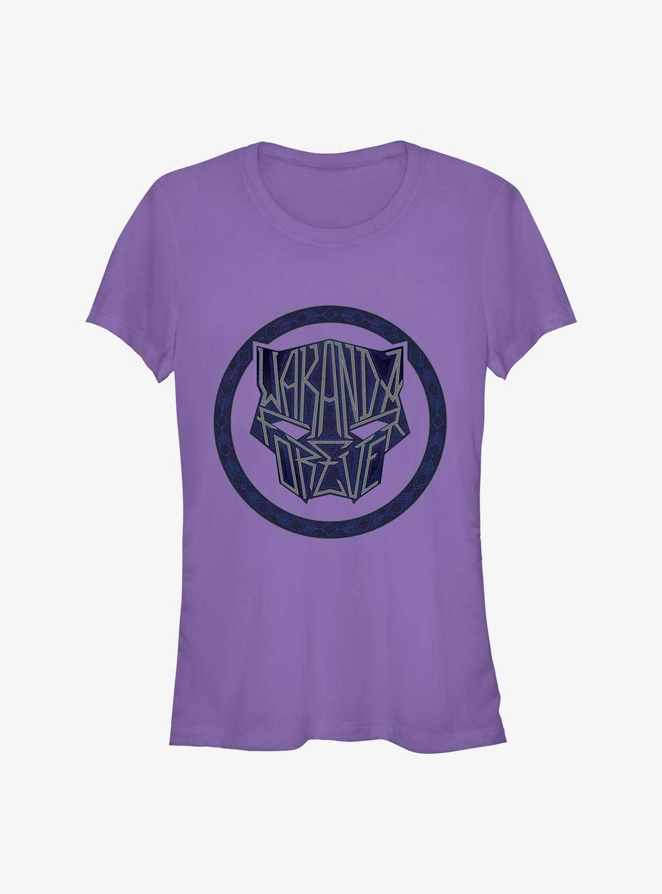 Marvel Black Panther: Wakanda Forever Lettering Sigil Girls T-Shirt, PURPLE, hi-res