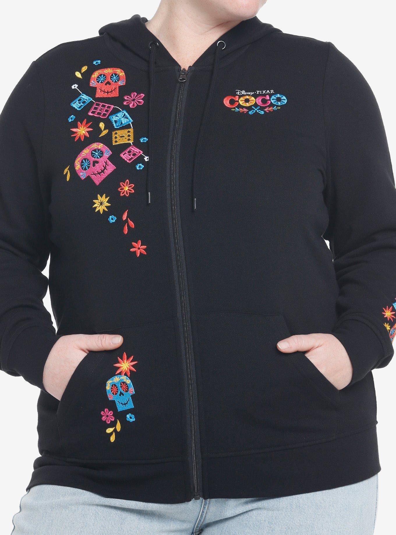 Her Universe Disney Pixar Coco Embroidered Hoodie Plus Size Her Universe Exclusive, BLACK, hi-res