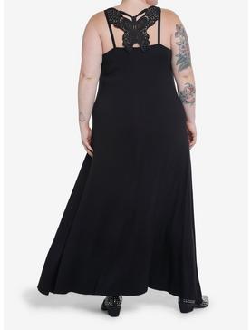 Thorn & Fable Black Lace Butterfly Maxi Dress Plus Size, , hi-res