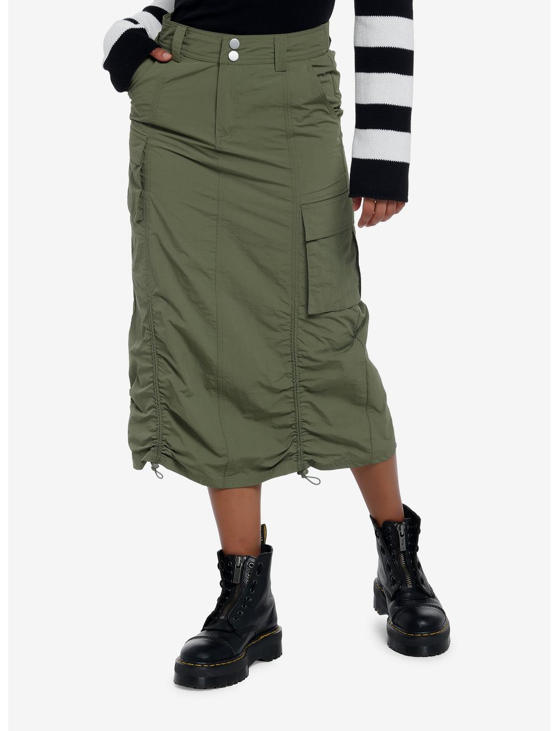 Olive Cargo Maxi Skirt, OLIVE, hi-res