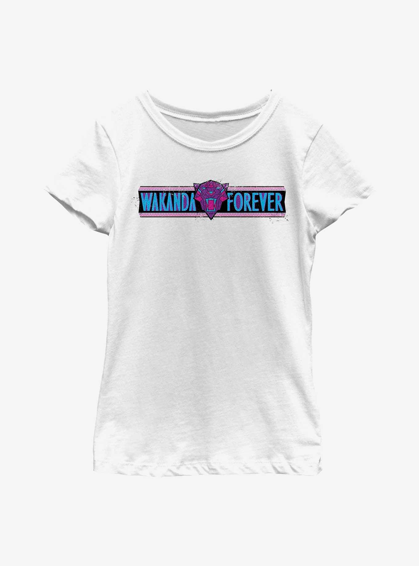 Marvel Black Panther: Wakanda Forever Banner Youth Girls T-Shirt, WHITE, hi-res