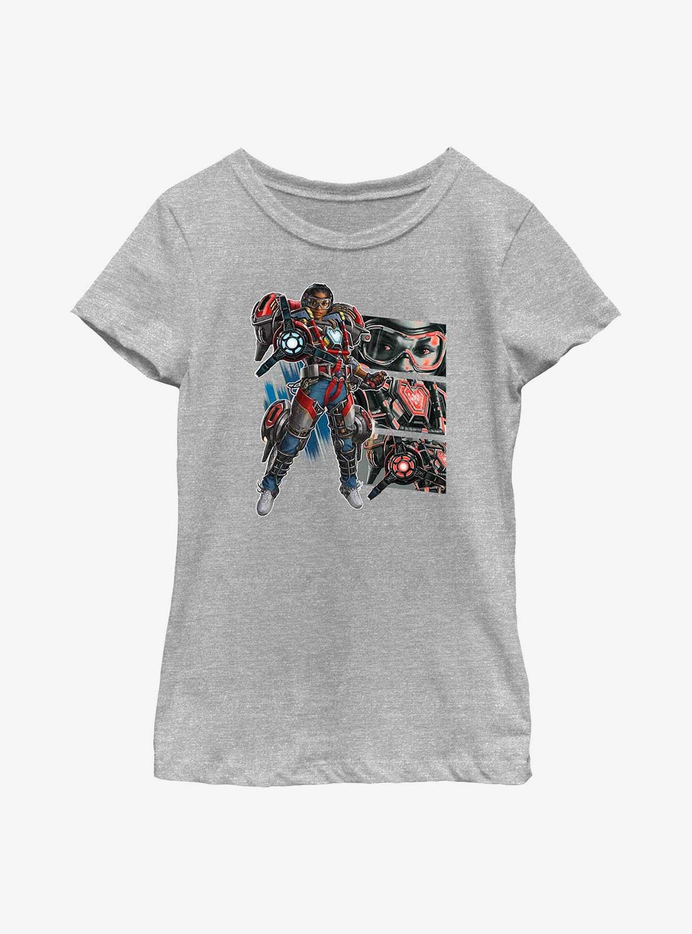 Marvel Black Panther: Wakanda Forever Ironheart Panels Youth Girls T-Shirt, ATH HTR, hi-res