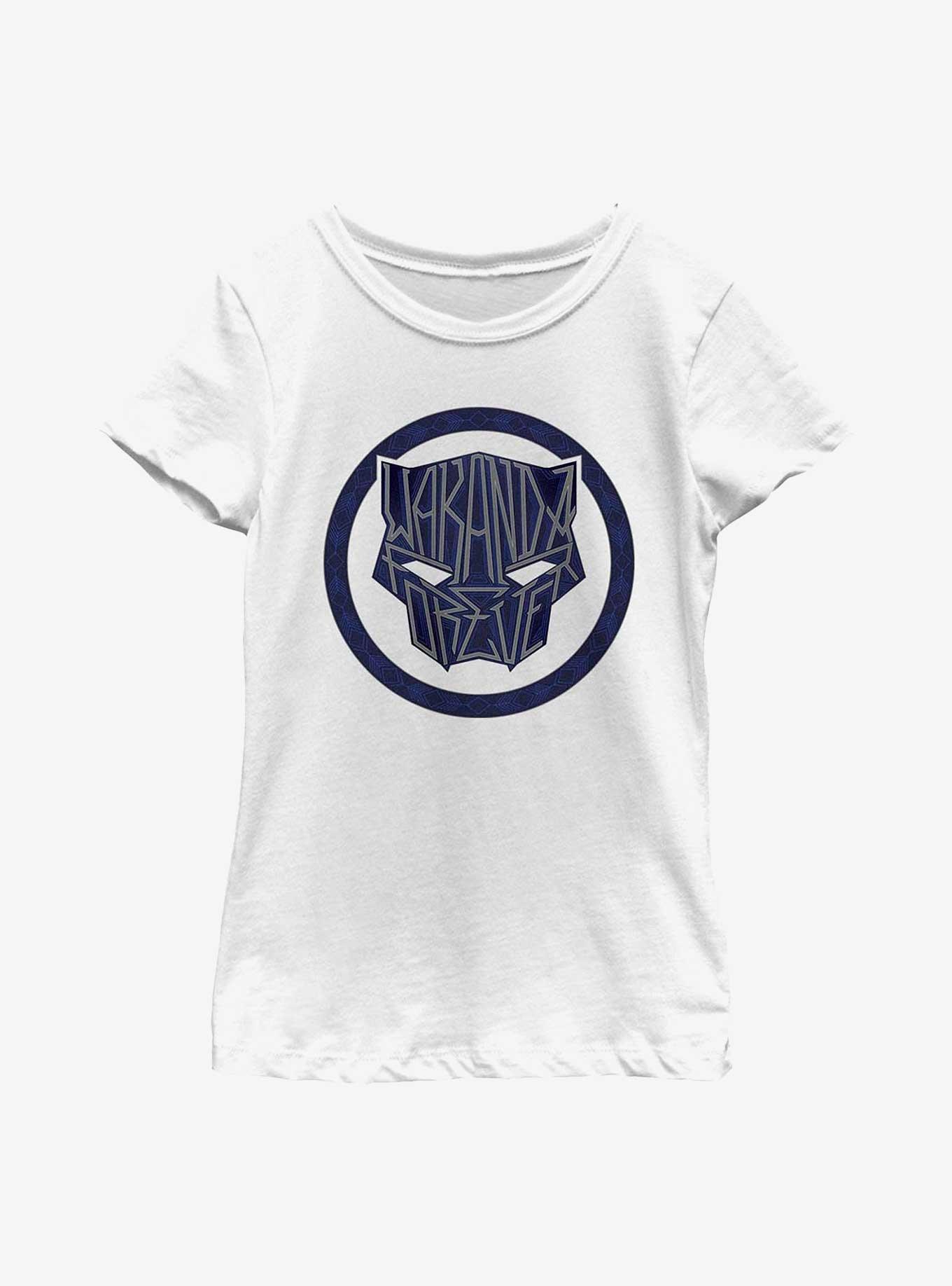Marvel Black Panther: Wakanda Forever Sigil Graffiti Youth Girls T-Shirt, WHITE, hi-res