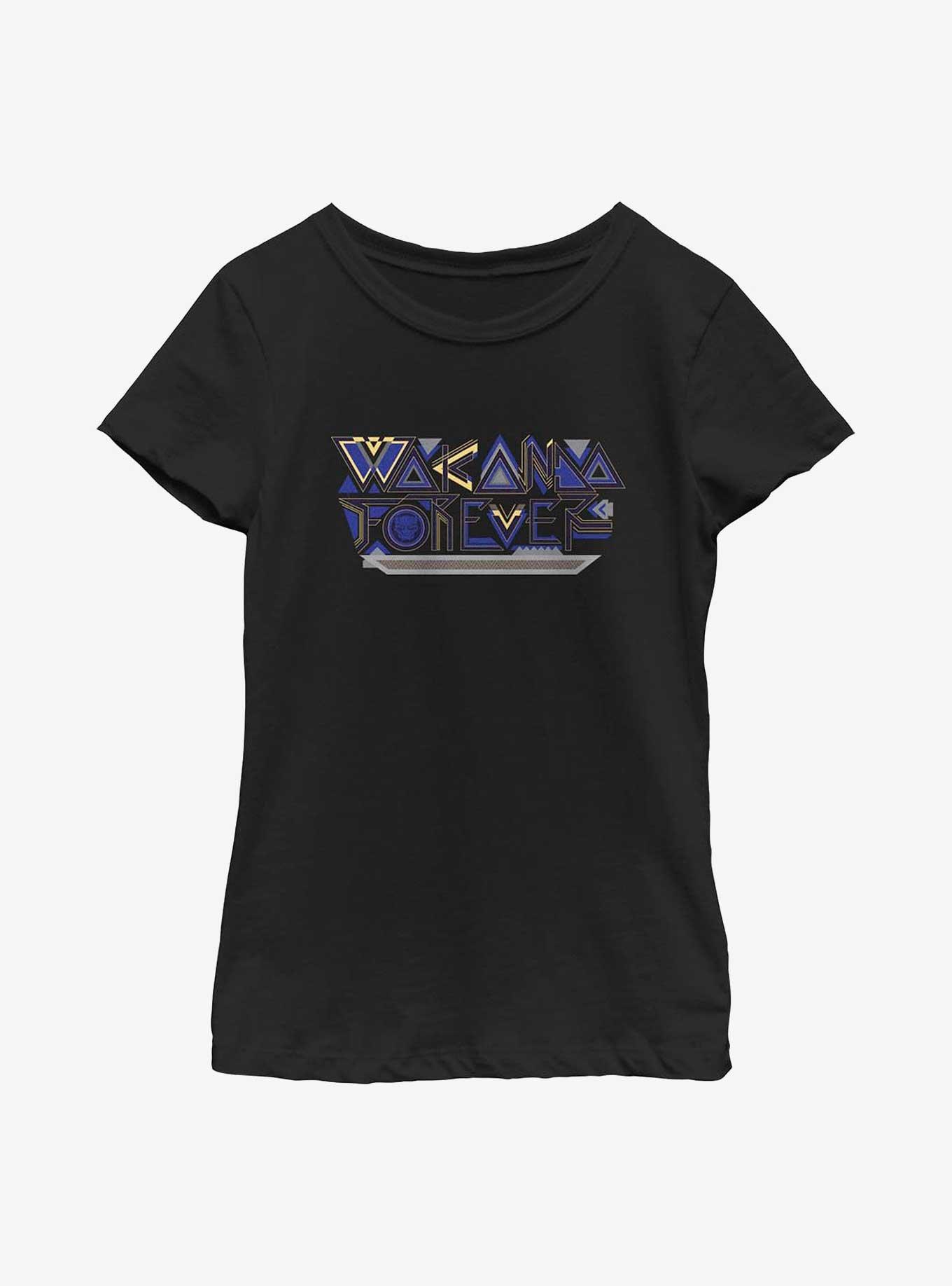 Marvel Black Panther: Wakanda Forever Pattern Logo Youth Girls T-Shirt, , hi-res