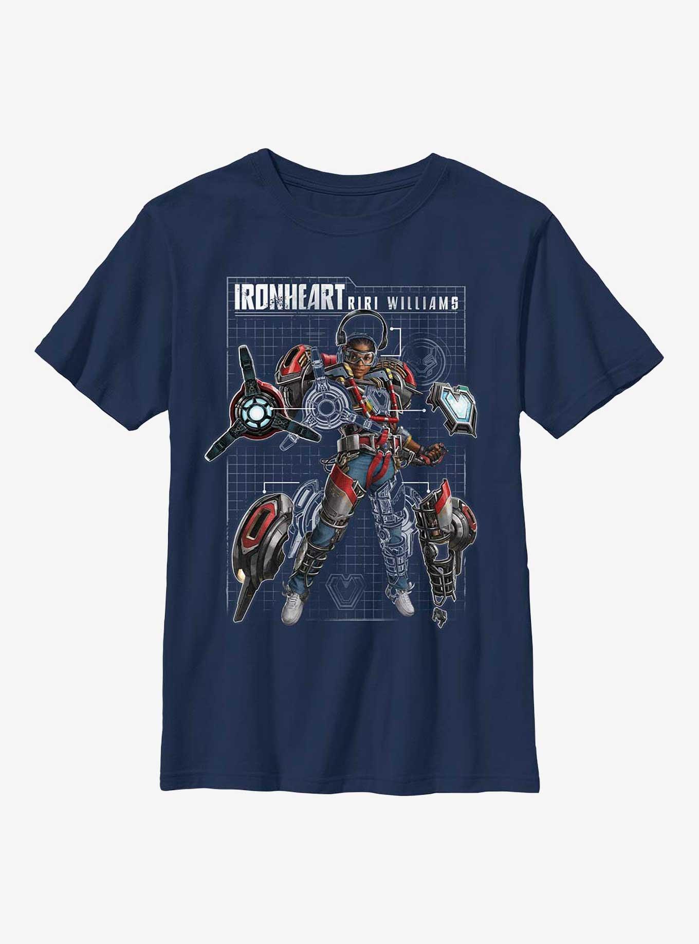 Marvel Black Panther: Wakanda Forever Ironheart Schematic Youth T-Shirt, NAVY, hi-res