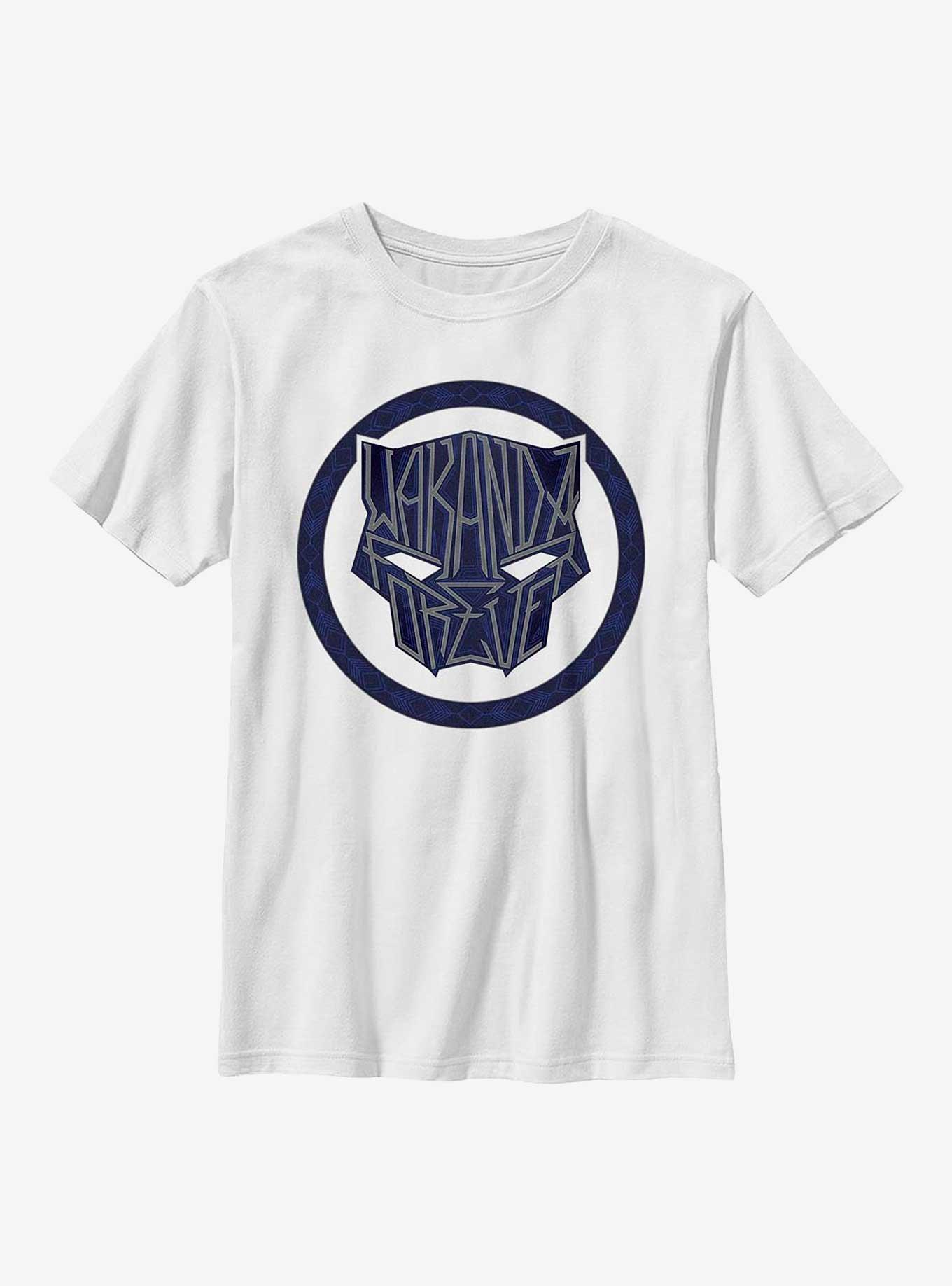 Marvel Black Panther: Wakanda Forever Sigil Graffiti Youth T-Shirt, WHITE, hi-res