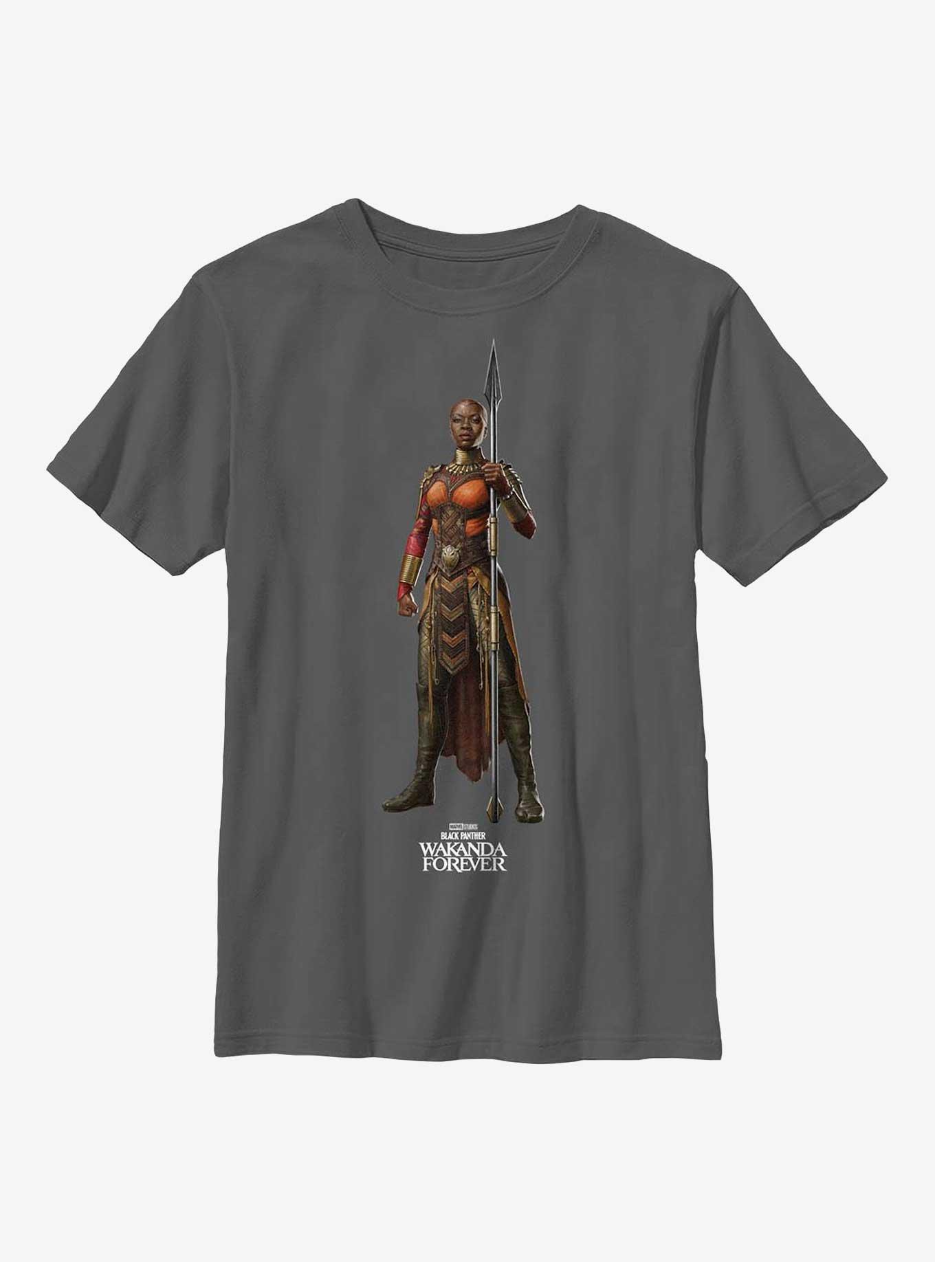 Marvel Black Panther: Wakanda Forever Okoye Simple Youth T-Shirt, CHAR HTR, hi-res