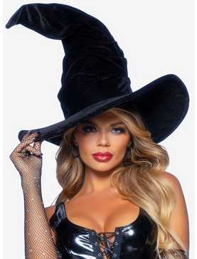 Black Velvet Ruched Witch Hat, , hi-res