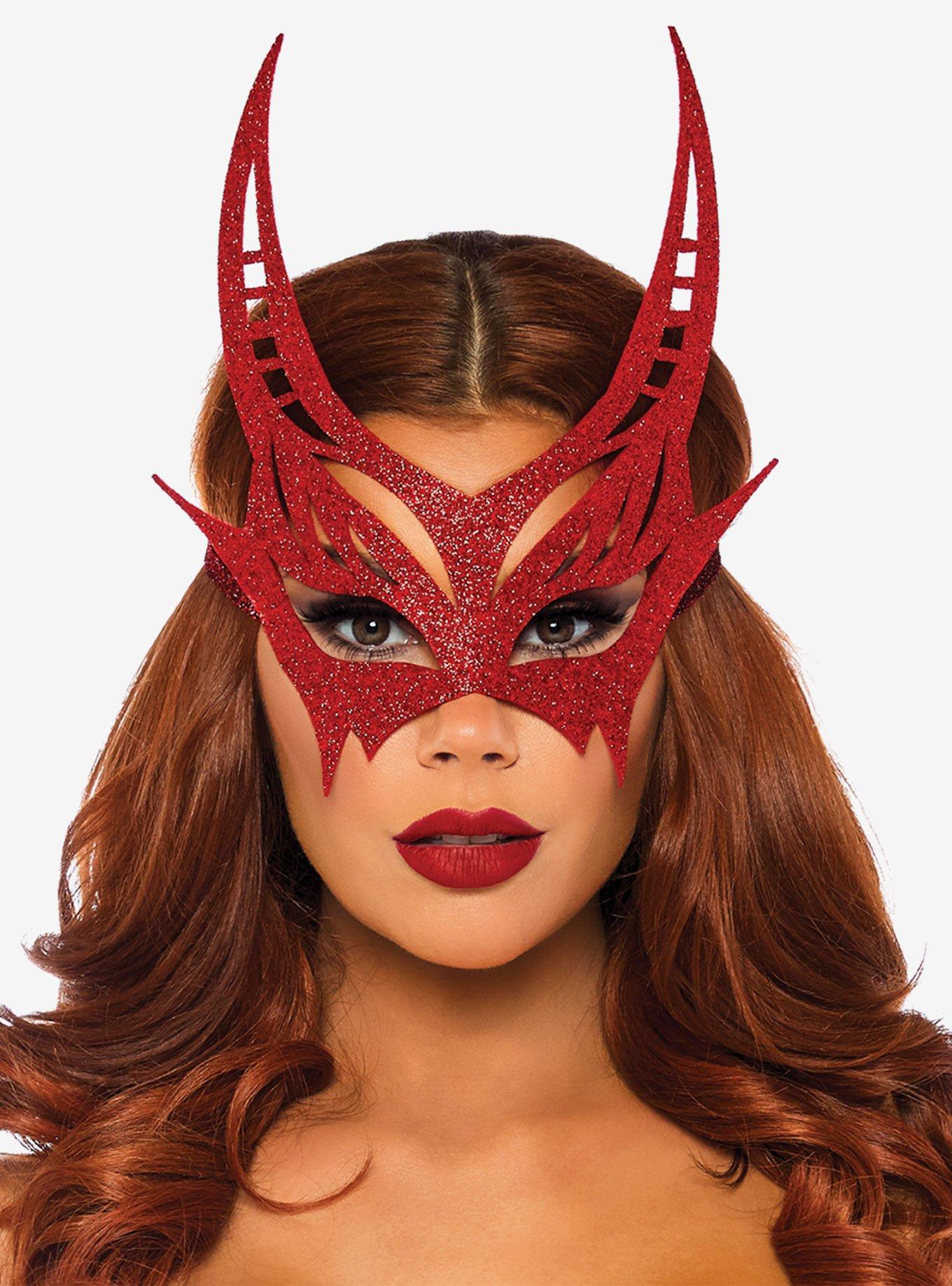 Red Glitter Devil Mask, , hi-res