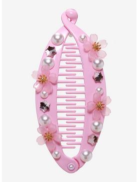 Pink Sakura Bead Banana Claw Hair Clip, , hi-res