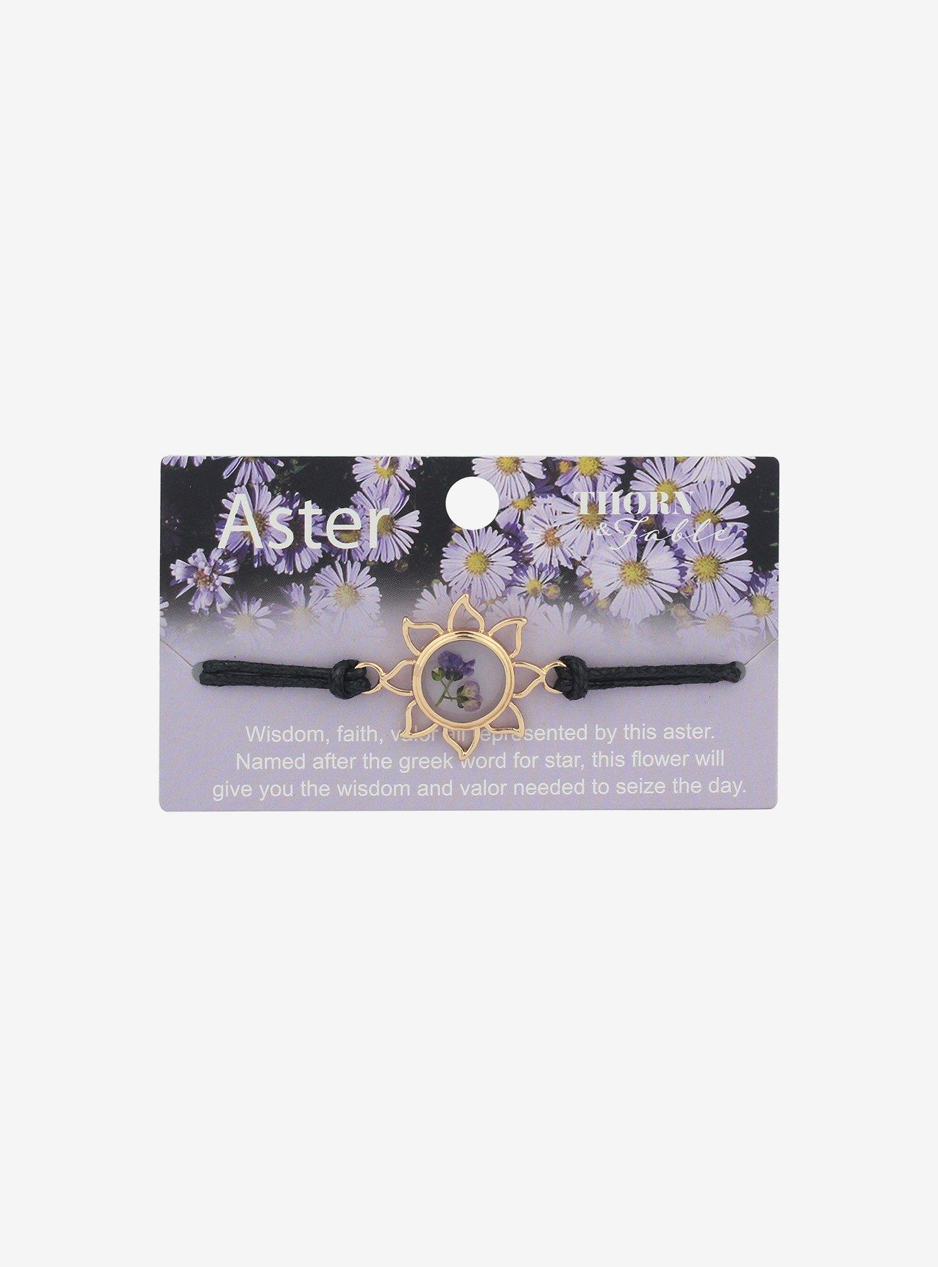 Dried Aster Flower Cord Bracelet, , hi-res