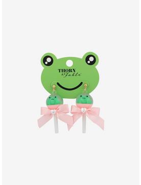Kawaii Frog Lollipop Bow Earrings, , hi-res