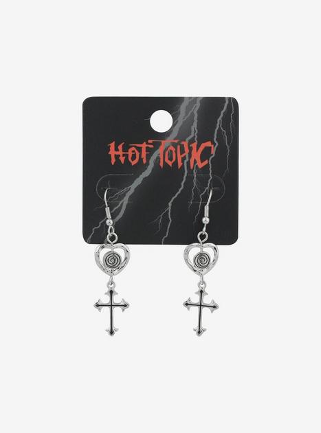 Swirl Heart Cross Earrings | Hot Topic