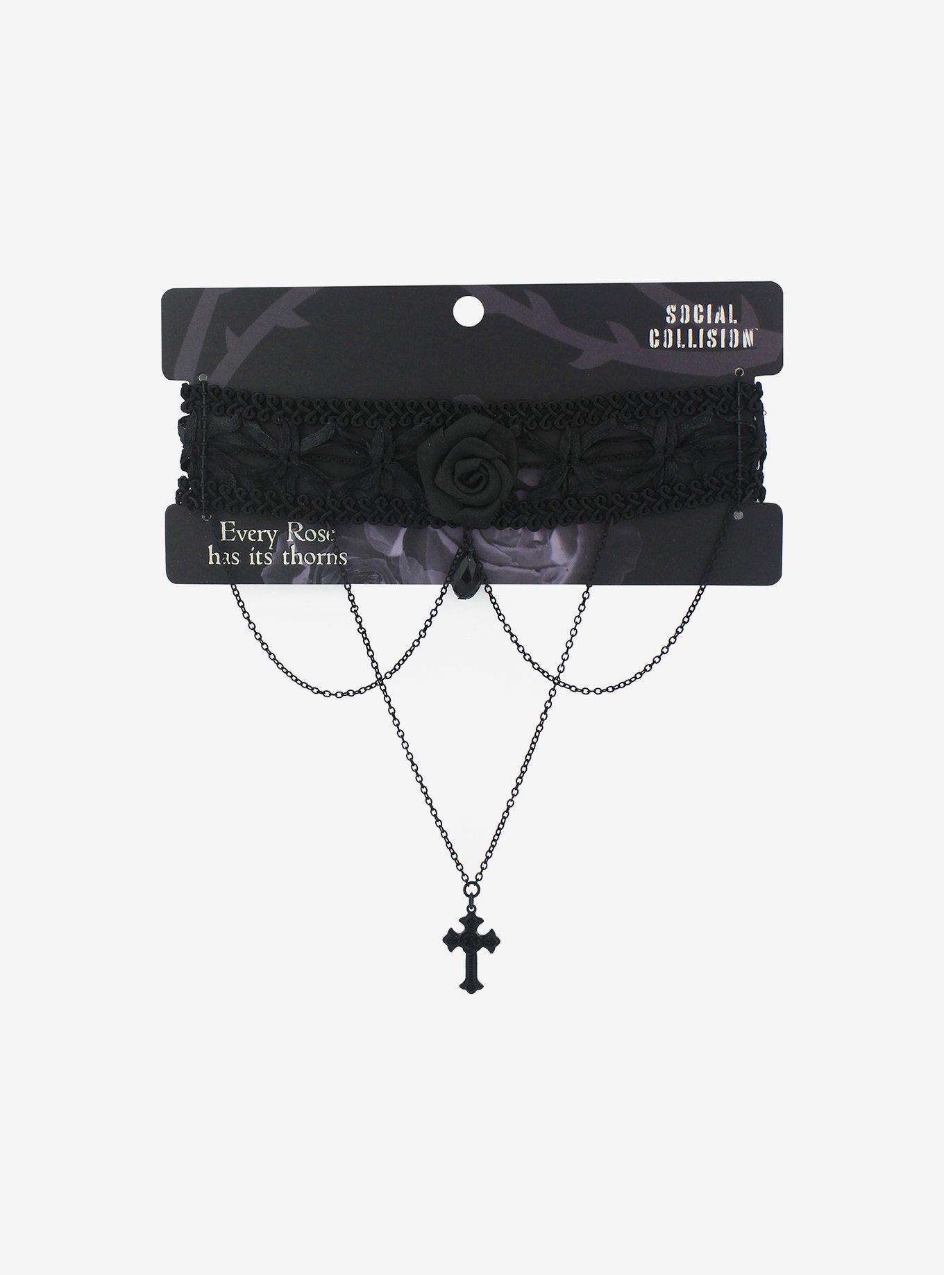 Rose Cross Chain Choker Hot Topic