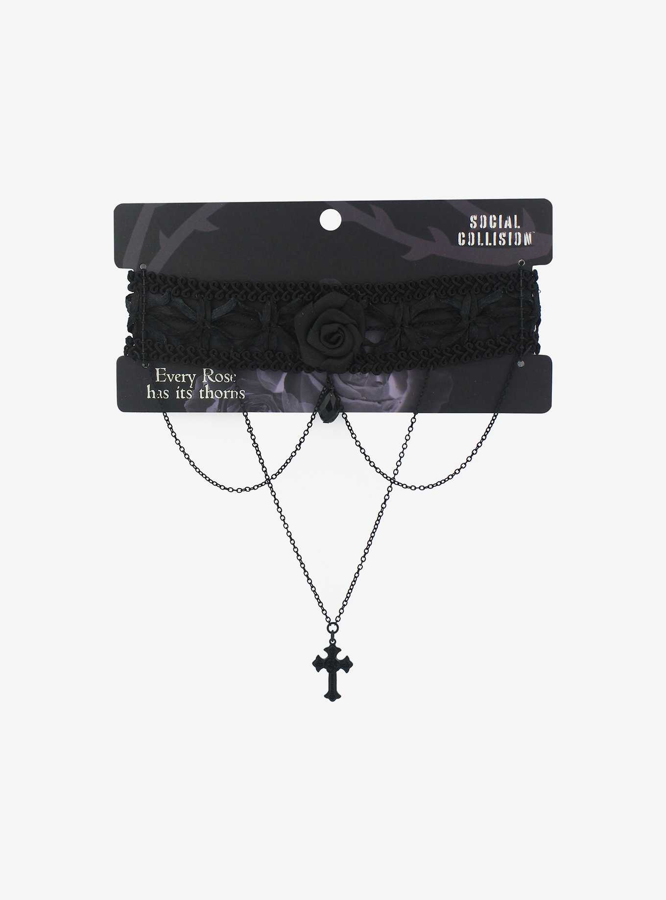 Rose Cross Chain Choker, , hi-res