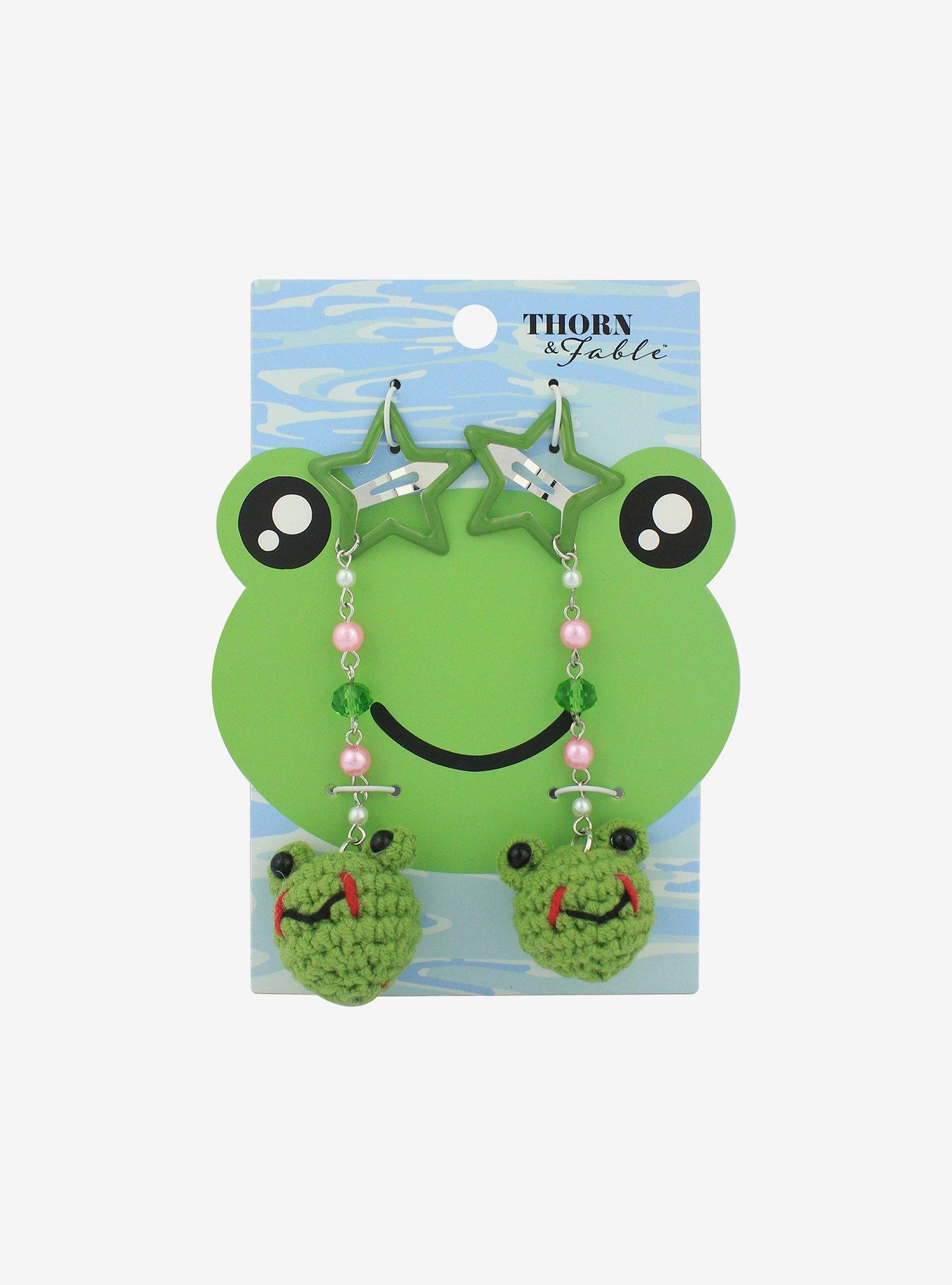 Crochet Frog Star Hair Clip Set, , hi-res