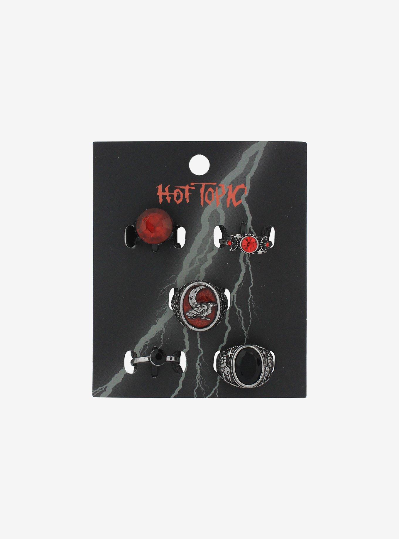 Red Moon Bird Gothic Ring Set, , hi-res