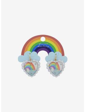 Rainbow Glitter Heart Earrings, , hi-res