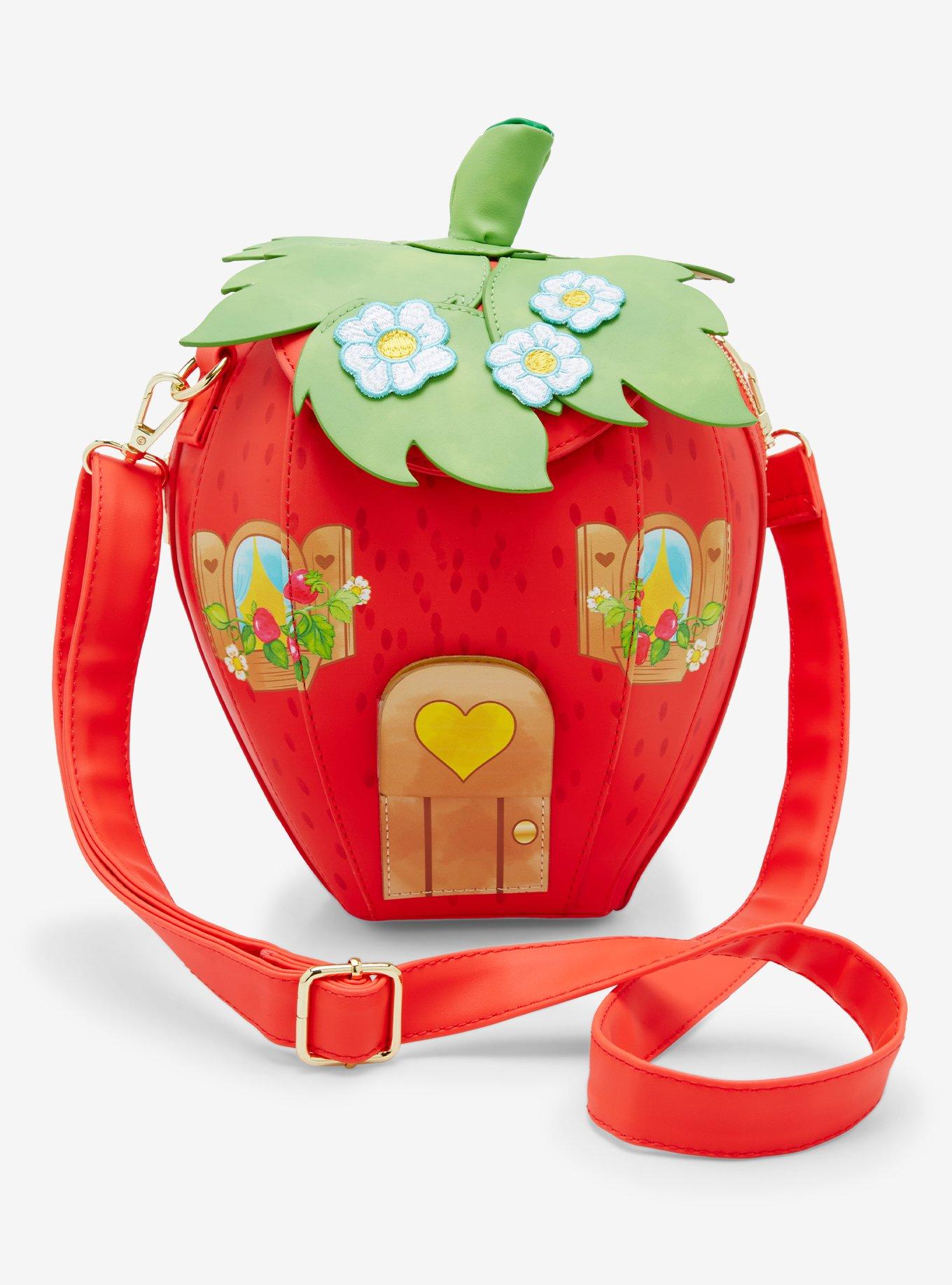 Pink Strawberry Mini Backpack Crossbody Bag